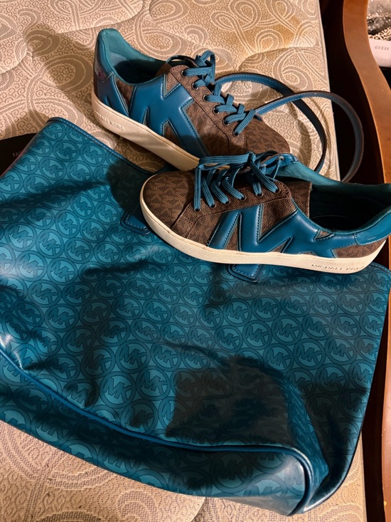 Michael Kors Shoes - Michael Kors Teal & Brown Women's Low-Top Sneakers